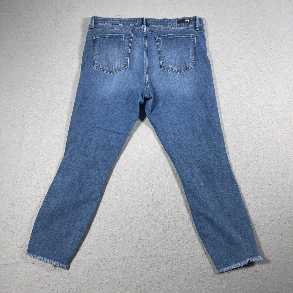 KUT From The‎ Kloth Jeans Women 14 High Rise Distressed Blue Cropped Casual